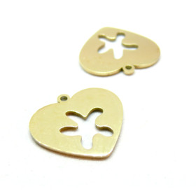 Pendentifs Cœur 20mm en Acier Inoxydable 316L Placage IONIQUE finition Doré à l'or fin 18K