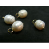Pendentifs de Perles Naturelles forme de grain de riz 10mm finition Doré à l'or fin 18K