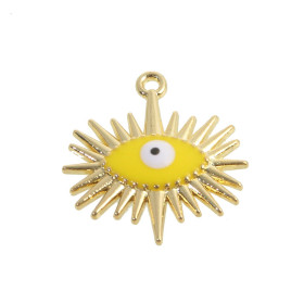 Pendentifs Oeil de la protection 21mm résine émaillé GRIGRI Jaune