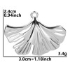 Pendentifs Feuille de Ginkgo biloba 30mm, Acier Inoxydable 304, placage IONIQUE Argenté