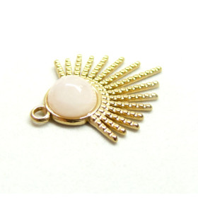 Pendentif Eventail 26mm en Acier Inoxydable 304 finition Doré