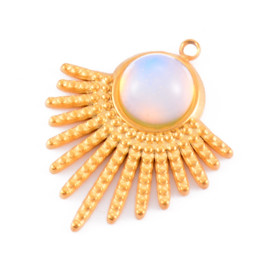 Pendentif Eventail 26mm en Acier Inoxydable 304 finition Doré