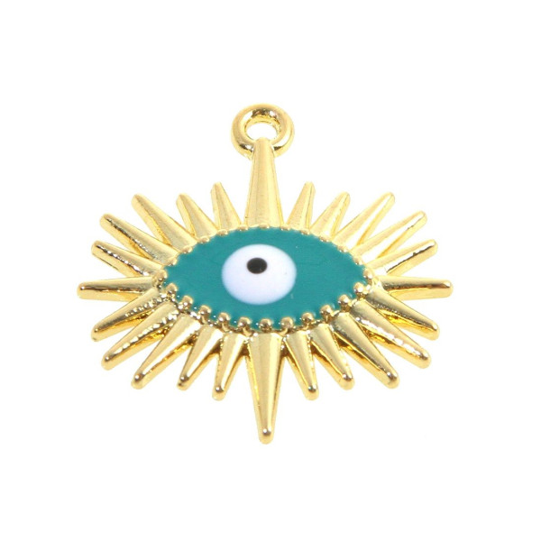 Pendentifs Oeil de la protection 21mm résine émaillé GRIGRI VERT