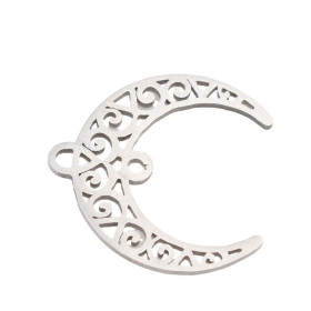 Connecteur Lune avec Arabesque 20mm en acier Inoxydable 304 finition Argenté