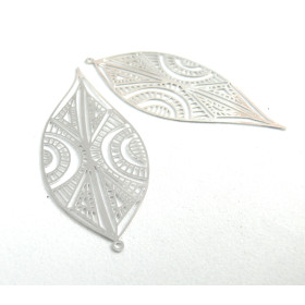 Estampes pendentif filigrane Marquise Art premier 58mm cuivre couleur Argente