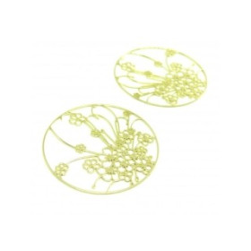 Estampes Pendentif Filigrane Champ de Fleurs 30mm – Cuivre Doré