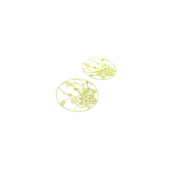 Estampes Pendentif Filigrane Champ de Fleurs 30mm – Cuivre Doré