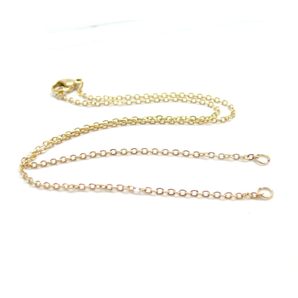 Collier réglable 48 cm pour intercalaire maille forçat 1.5mm en Acier Inoxydable 304 finition Doré