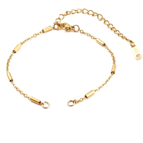 H11JB0090002 – Lot de 1 ou 2 Bracelets Réglables 16cm Maille Fantaisie 2mm avec Chaîne de Confort – Acier Inoxydable 304 Doré