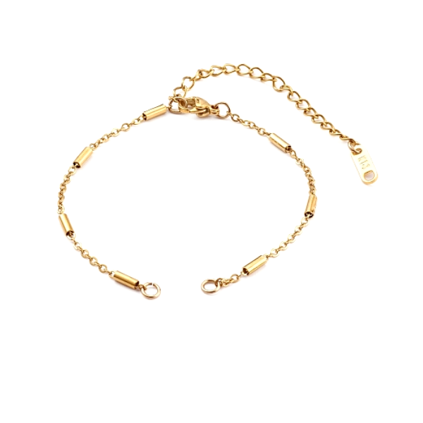 H11JB0090002 – Lot de 1 ou 2 Bracelets Réglables 16cm Maille Fantaisie 2mm avec Chaîne de Confort – Acier Inoxydable 304 Doré