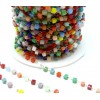 Chaine avec Perles de verre Cube multicolores 3.5mm en acier Inoxydable 304 finition doré