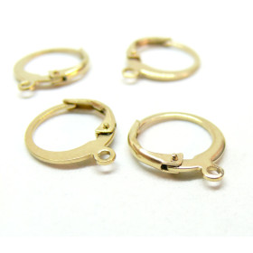 Boucles d’Oreilles Dormeuses Cercle avec Attache 12 mm – Acier Inoxydable 316 Doré à l'or fin 18K, Placage Ionique