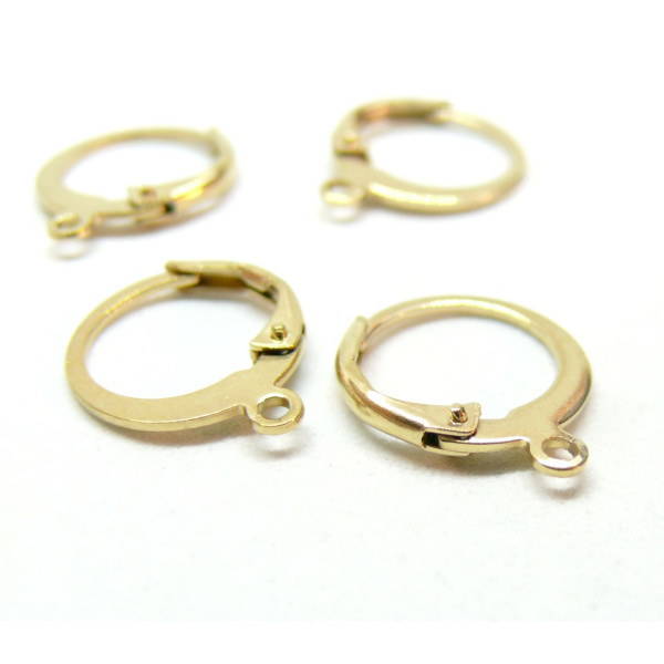 Boucles d’Oreilles Dormeuses Cercle avec Attache 12 mm – Acier Inoxydable 316 Doré à l'or fin 18K, Placage Ionique