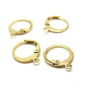 Boucles d’Oreilles Dormeuses Cercle avec Attache 12 mm – Acier Inoxydable 316 Doré à l'or fin 18K, Placage Ionique