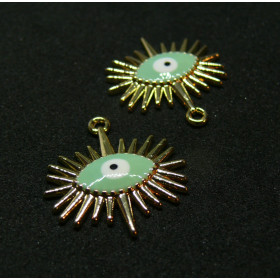 Pendentifs Oeil de la protection 21mm résine émaillé GRIGRI Vert Pastel