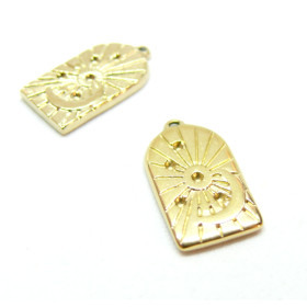 Pendentif Arche avec Soleil et Lune 19mm, en Acier Inoxydable 316L, Doré à l'or fin 18K, placage IONIQUE