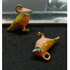 Pendentifs,  résiné émaillé,  Oiseau 3D  17 par 14 mm, base DORE