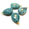 Pendentif Goutte avec étoile en Chrysocolle, acier inoxydable 304, finition Doré
