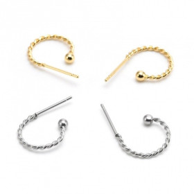 Boucles d'oreille Créoles Torsadé 13,5mm Acier finition Argenté