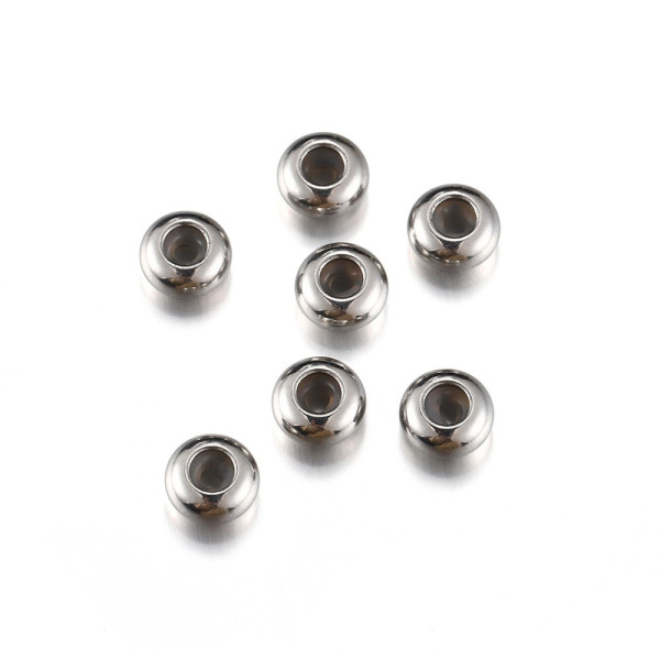 Perles stoppeur 8 par 4mm en Acier Inoxydable  finition Argenté