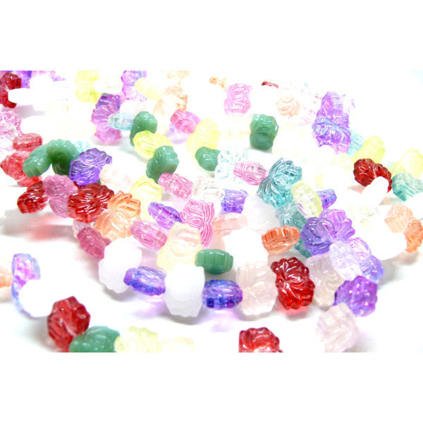 Perles intercalaire forme Lotus 10 par 14mm en verre  multicolores