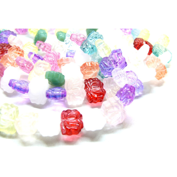 Perles intercalaire forme Lotus 10 par 14mm en verre  multicolores
