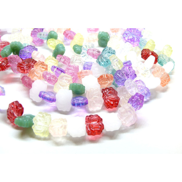 Perles intercalaire forme Lotus 10 par 14mm en verre  multicolores