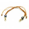 Bracelet en nylon Camel Ajustable avec perles de culture naturelle grises finition Doré
