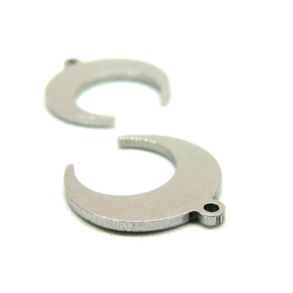 Pendentifs Lune , croissant, Corne 16mm, Acier Inoxydable 304 finition Argenté