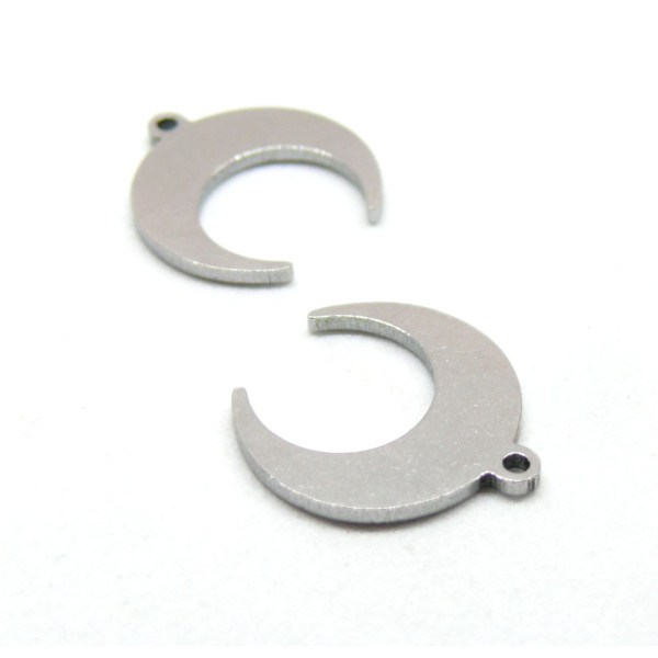 Pendentifs Lune , croissant, Corne 16mm, Acier Inoxydable 304 finition Argenté