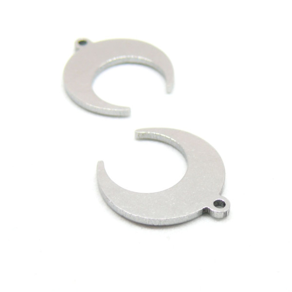 Pendentifs Lune , croissant, Corne 16mm, Acier Inoxydable 304 finition Argenté