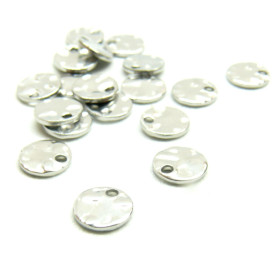 Médaillons martelé 6mm,  Acier Inoxydable 304 Argenté