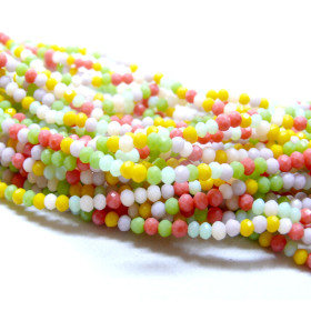 erles Rondelles en Verre Facetté 3 × 2 mm – Multicolores – Coloris 005B01