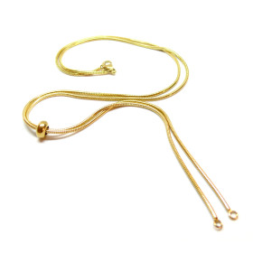 Collier Réglable, Intercalaire 72cm, maille Serpent 1.5mm, Acier Inoxydable 304, maille Serpent 1.5mm, Placage Ionique