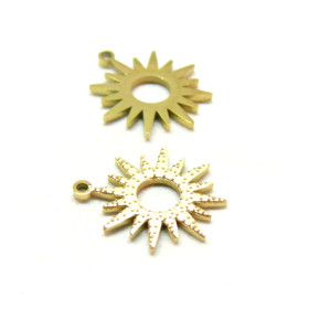 Pendentifs Soleil 16mm – Acier Inoxydable 316L Doré à l'or fin 18K