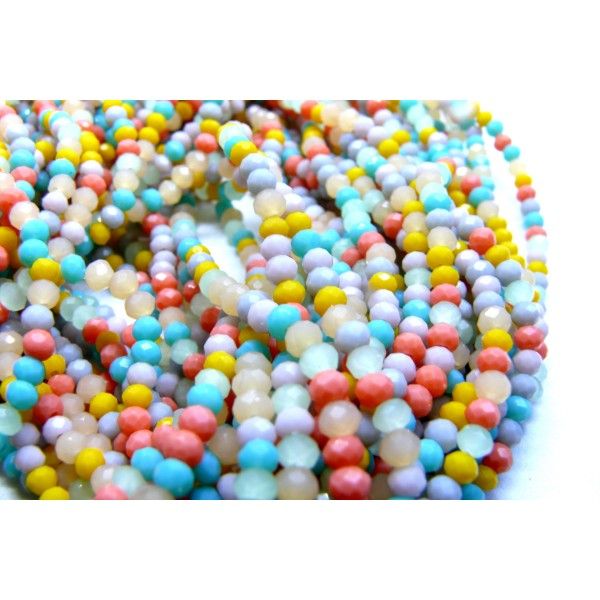 Perles Rondelles Verre Facettée 3 par 2.5mm Multicolores