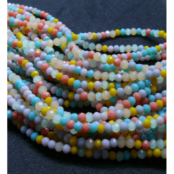 Perles Rondelles Verre Facettée 3 par 2.5mm Multicolores