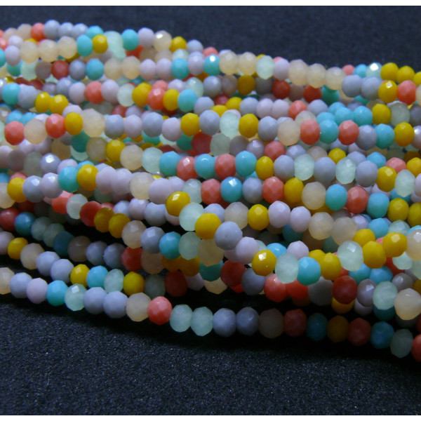 Perles Rondelles Verre Facettée 3 par 2.5mm Multicolores