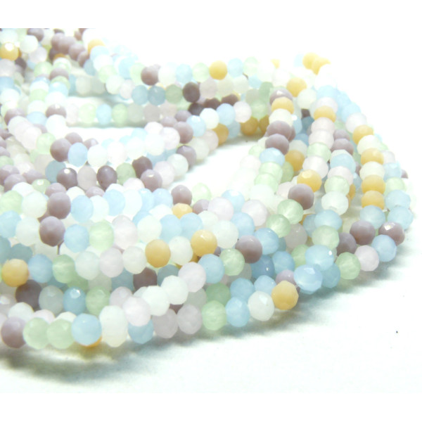 Perles Rondelles Verre Facettée 3 par 2.5mm Multicolores