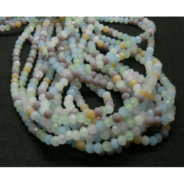 Perles Rondelles Verre Facettée 3 par 2.5mm Multicolores
