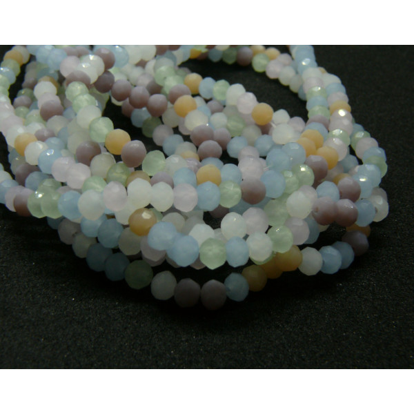 Perles Rondelles Verre Facettée 3 par 2.5mm Multicolores