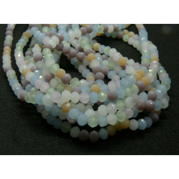 Perles Rondelles Verre Facettée 3 par 2.5mm Multicolores