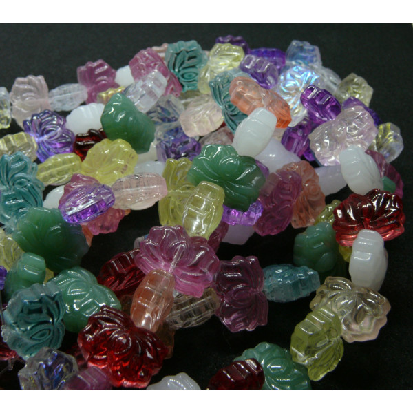 Perles intercalaire forme Lotus 10 par 14mm en verre  multicolores