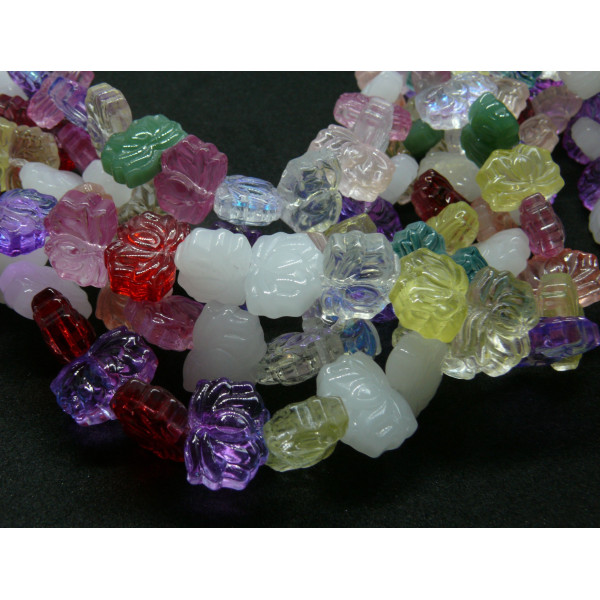 Perles intercalaire forme Lotus 10 par 14mm en verre  multicolores