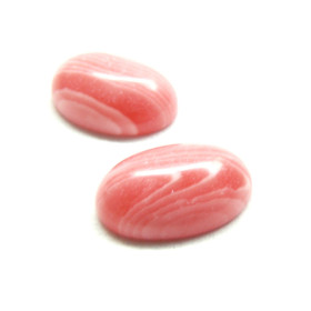 Cabochon 10 par 14mm Imitation Rhodochrosite Coloris Corail NO 15
