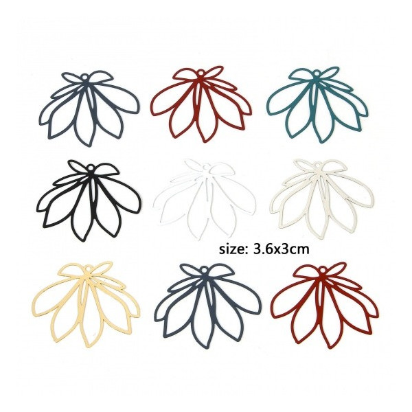 Estampes Pendentifs Fleurs feuille 36mm métal finition Doré