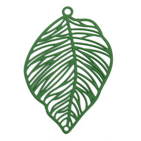 Estampes, pendentifs feuille 37mm métal coloris VERT