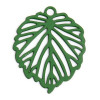 Estampes, pendentifs feuille 15mm métal coloris VERT