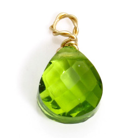 Pendentif Goutte en Verre Facetté Vert 11mm – Acier Inoxydable 304 Finition Doré