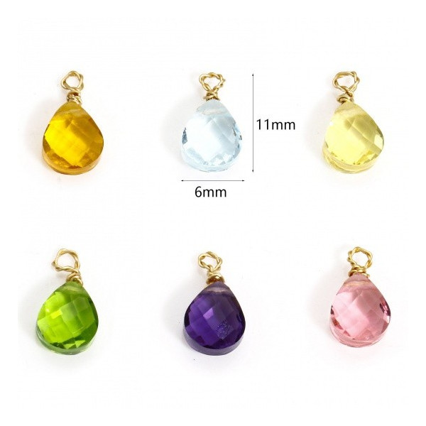 Pendentifs Goutte en Verre Facetté Vert 11mm – Acier Inoxydable 304 Finition Doré